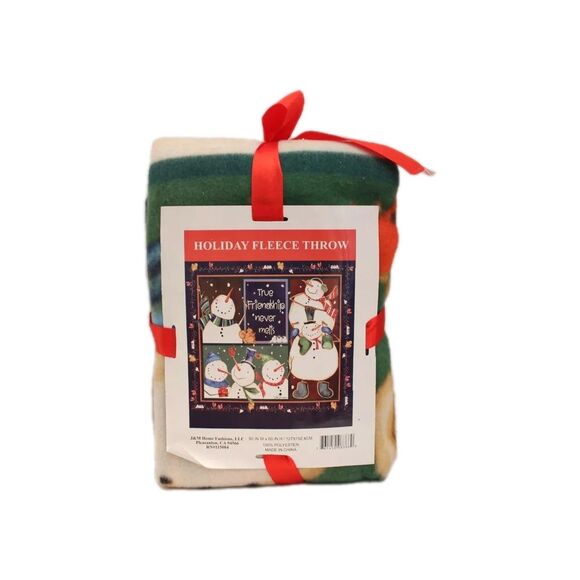 J&M Throw Fleece Snowmen New - Picture 1 of 2